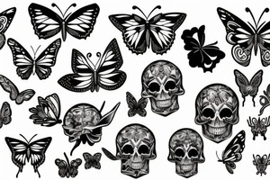 butterfly with a skull pattern tattoo idea