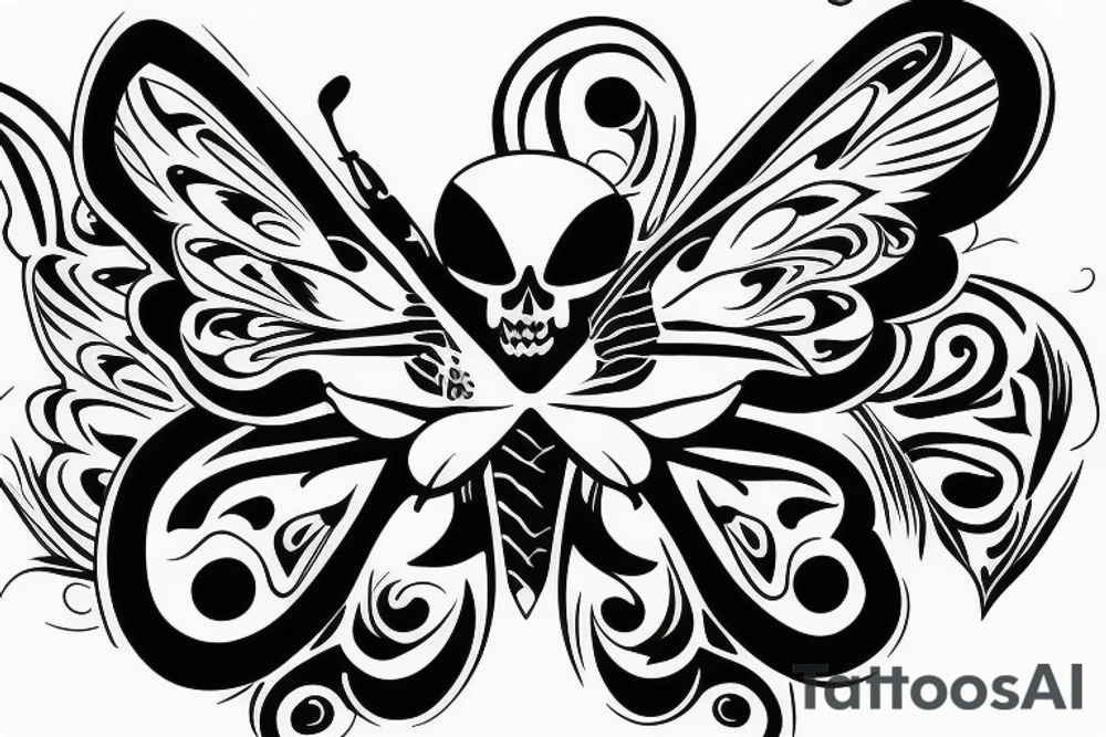 butterfly with a skull pattern on the wings tattoo idea