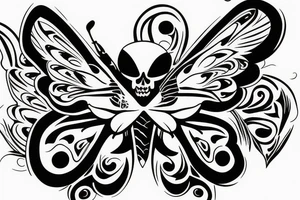 butterfly with a skull pattern on the wings tattoo idea