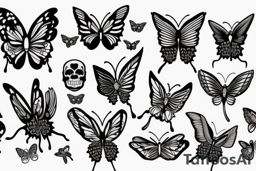 butterfly with a skull pattern on the wings tattoo idea
