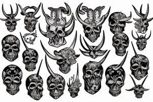 skull with horns tattoo idea