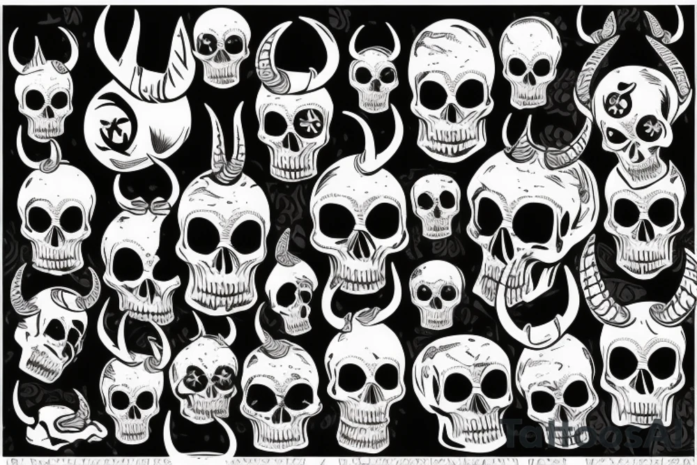 skull with horns tattoo idea