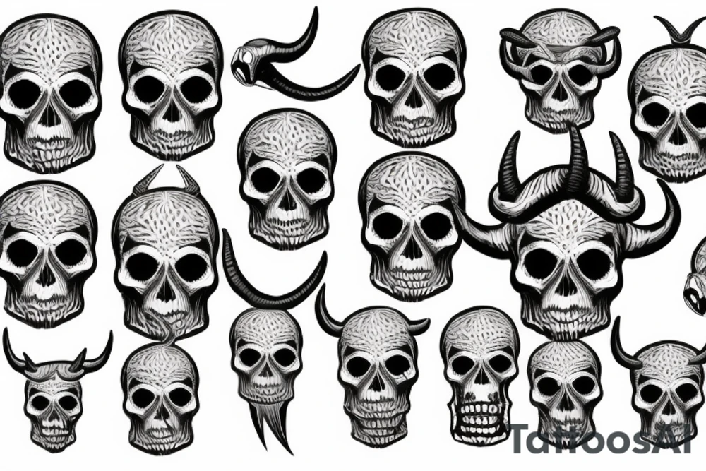 skull with horns tattoo idea