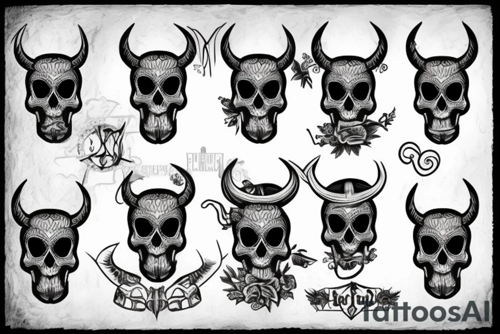 skull with horns tattoo idea