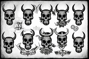 skull with horns tattoo idea