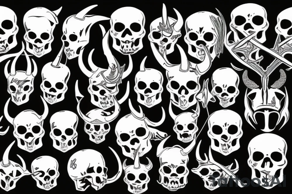 skull with horns tattoo idea