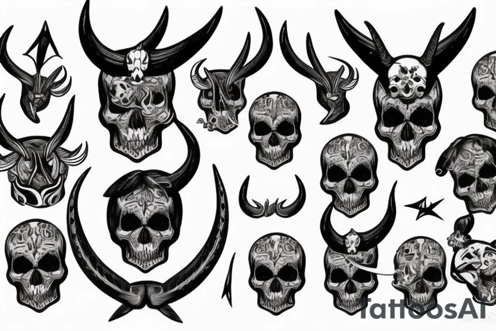 skull with horns tattoo idea