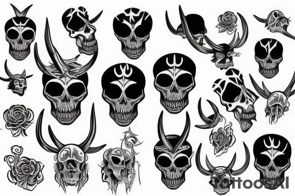 skull with horns tattoo idea