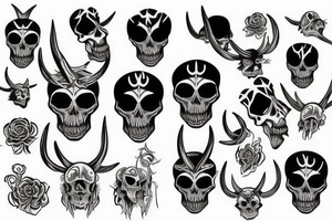 skull with horns tattoo idea