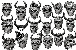 skull with horns tattoo idea