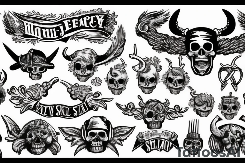skull with horns tattoo idea