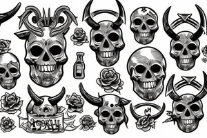 skull with horns tattoo idea