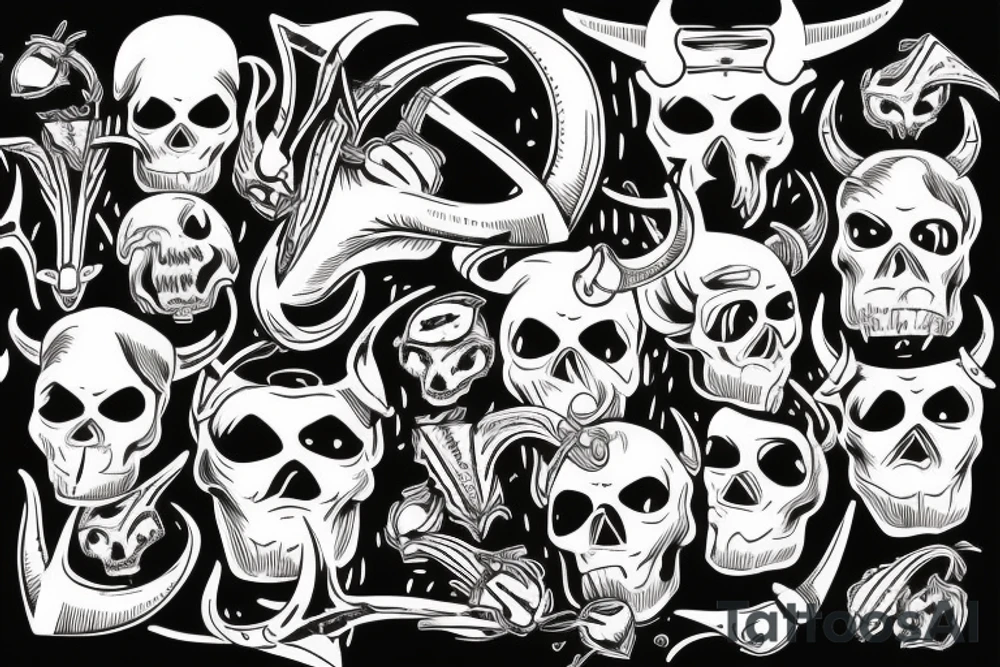 skull with horns tattoo idea