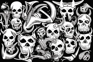 skull with horns tattoo idea