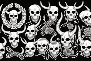 skull with horns tattoo idea