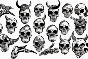 skull with horns tattoo idea