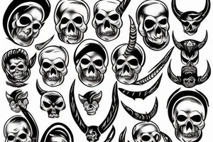 skull with horns tattoo idea