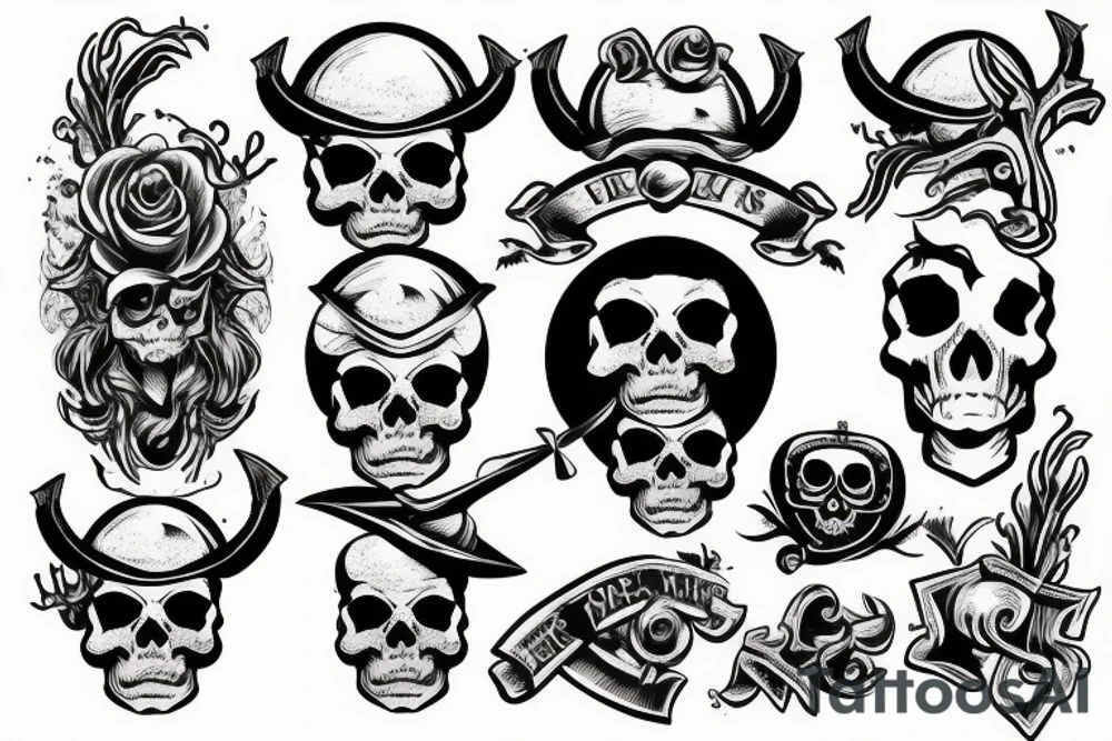 pirate's skull with horns tattoo idea