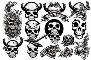 pirate's skull with horns tattoo idea