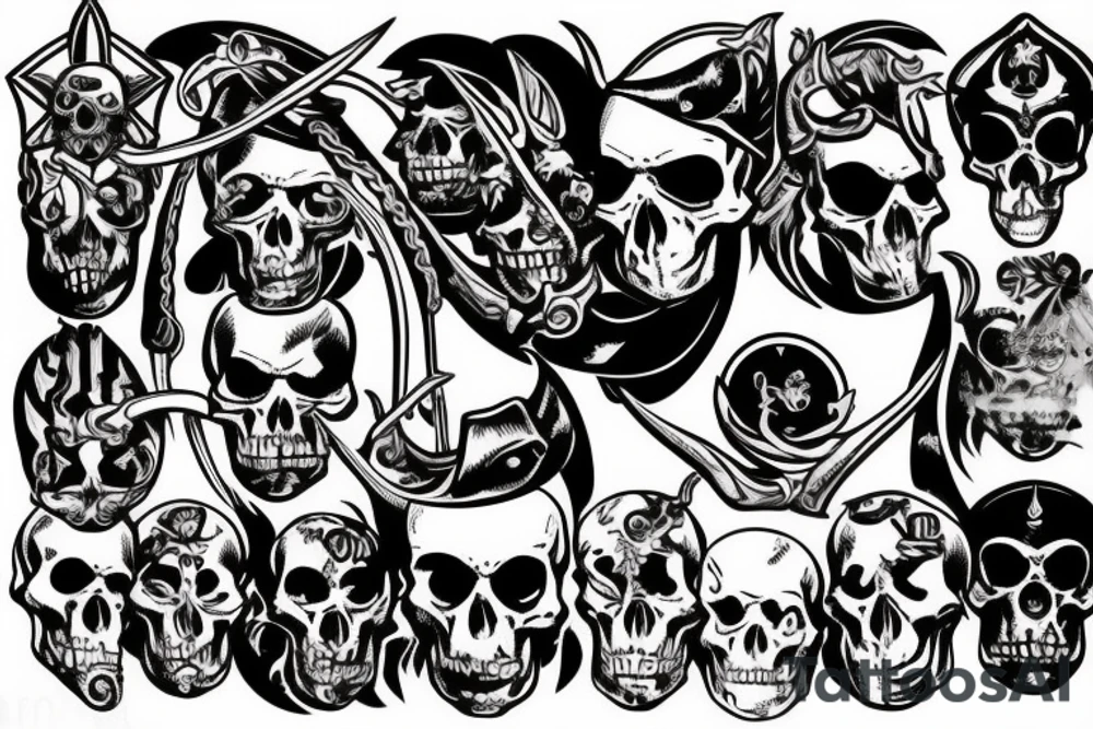 pirate's skull with horns tattoo idea