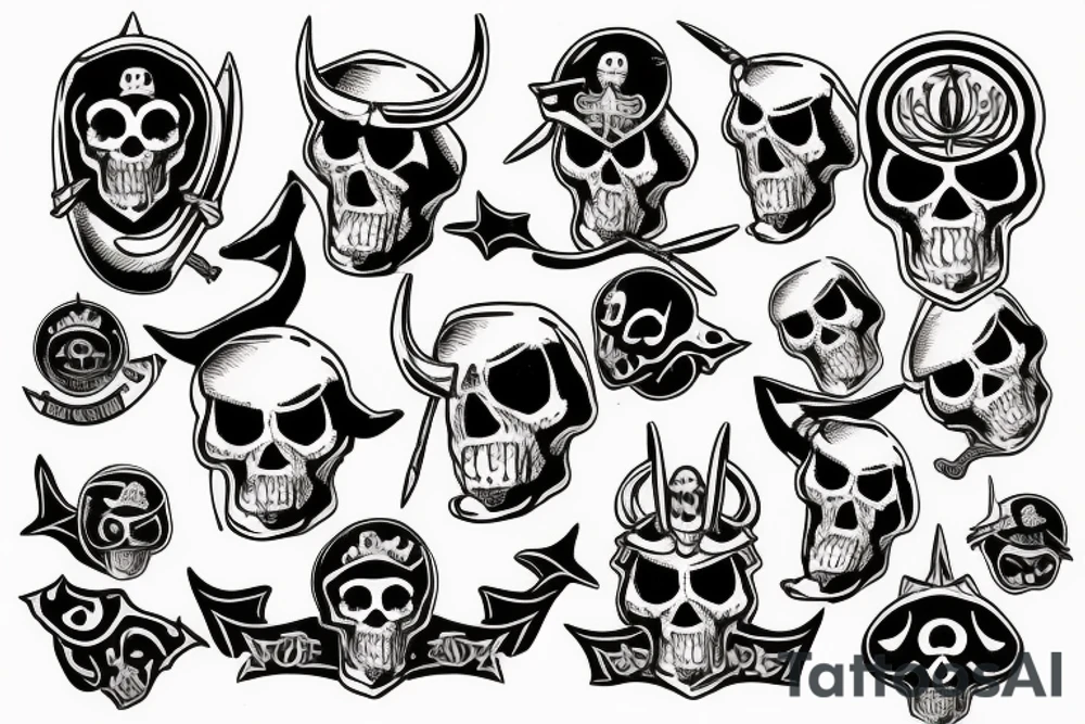 pirate's skull with horns tattoo idea