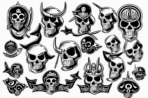 pirate's skull with horns tattoo idea