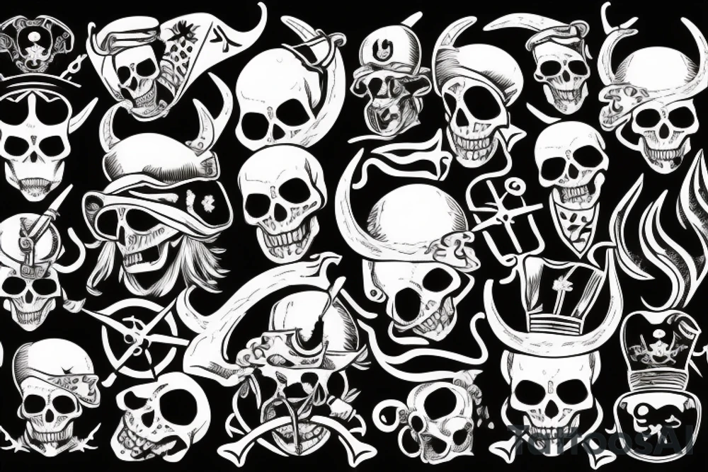 pirate's skull with horns tattoo idea