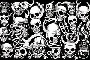 pirate's skull with horns tattoo idea