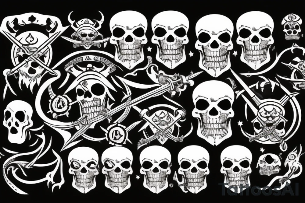 pirate's skull with horns tattoo idea