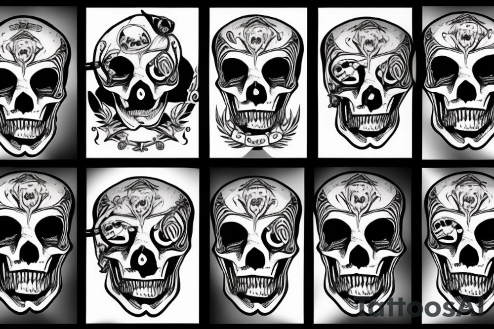 pirate's skull with horns tattoo idea
