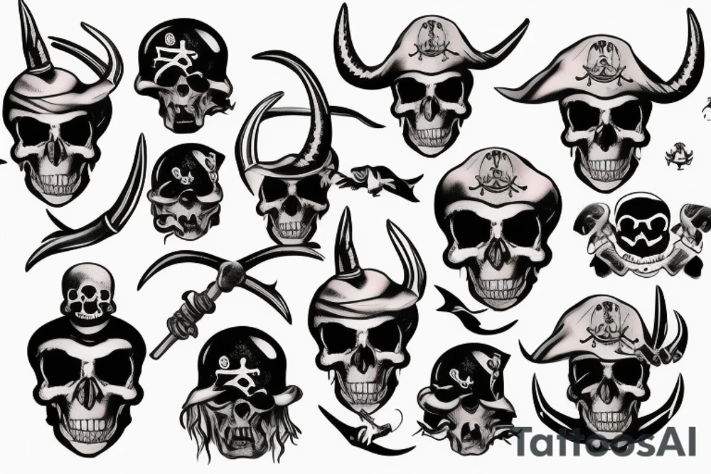 pirate's skull with horns tattoo idea