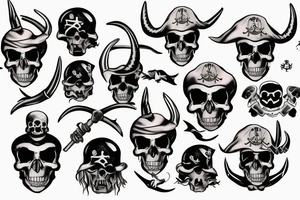 pirate's skull with horns tattoo idea