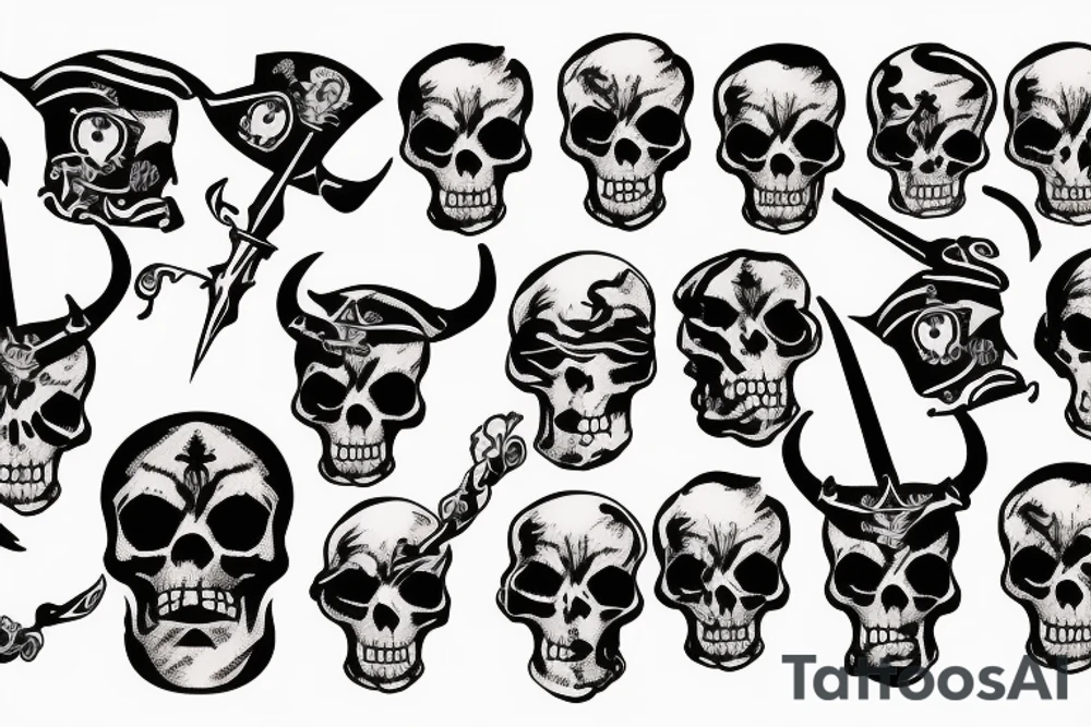pirate's skull with horns tattoo idea