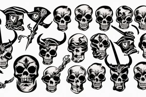 pirate's skull with horns tattoo idea
