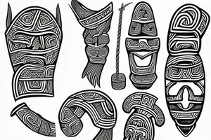 New Zealand Maori tiki that has a twine rope attached through a hole tattoo idea