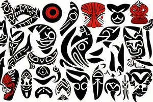 New Zealand jade  Maori hei tiki
red round eyes head tilted legs bent and crossed tattoo idea