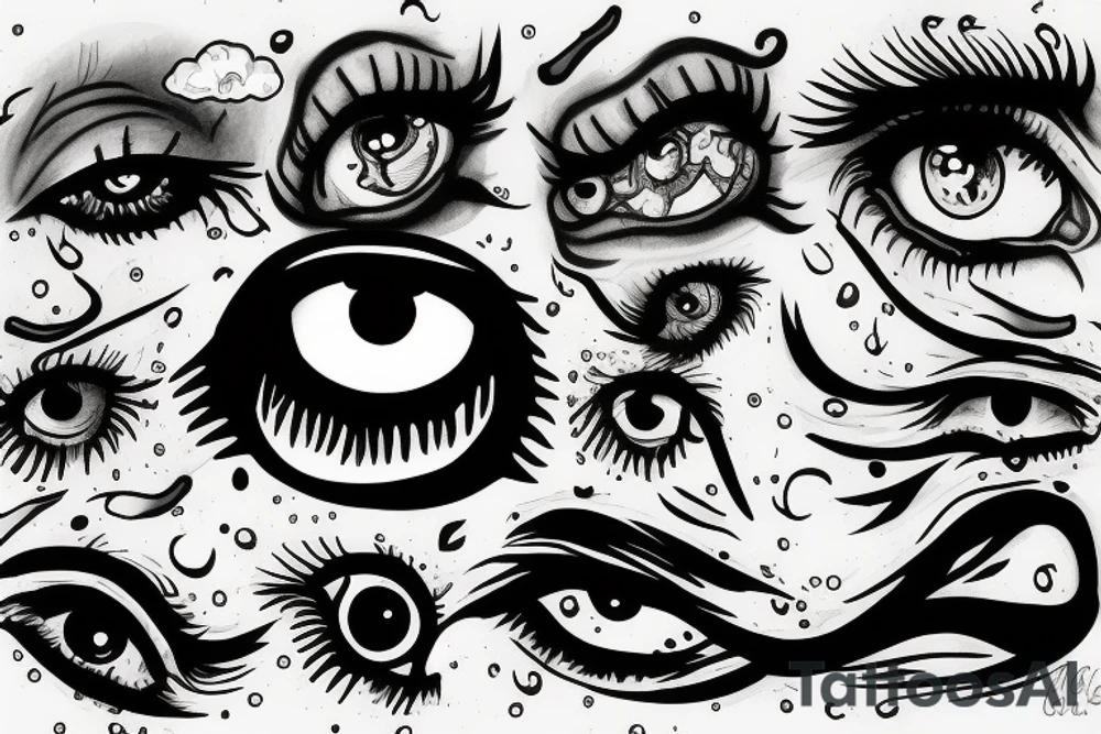 cloud eye rain tattoo idea