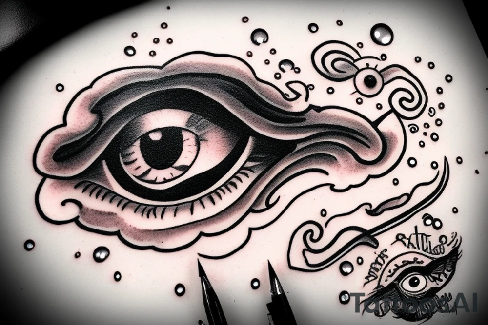 cloud eye rain tattoo idea