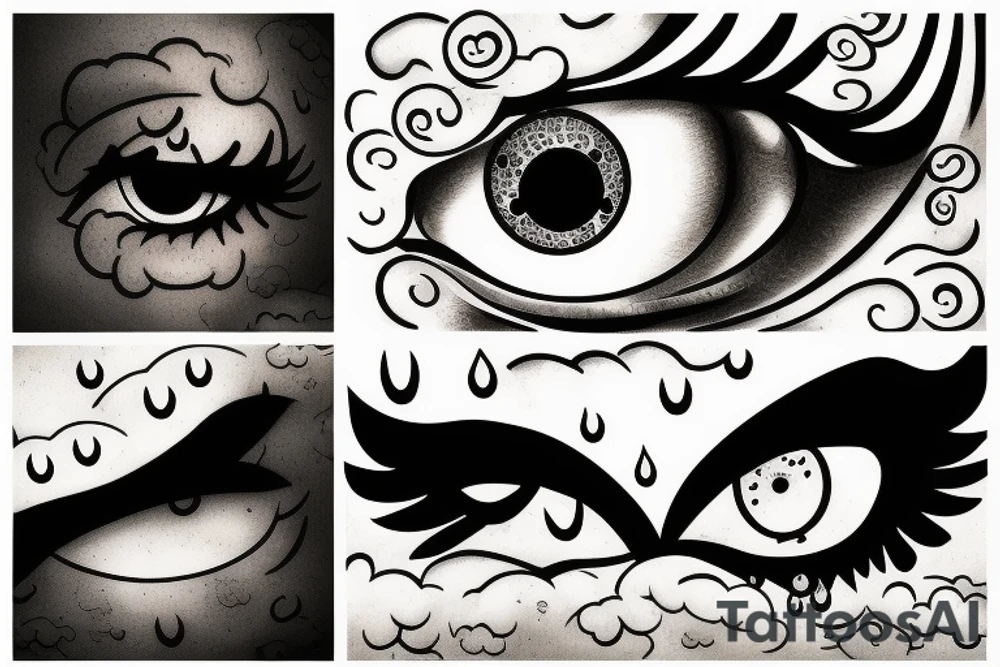 cloud eye rain tattoo idea