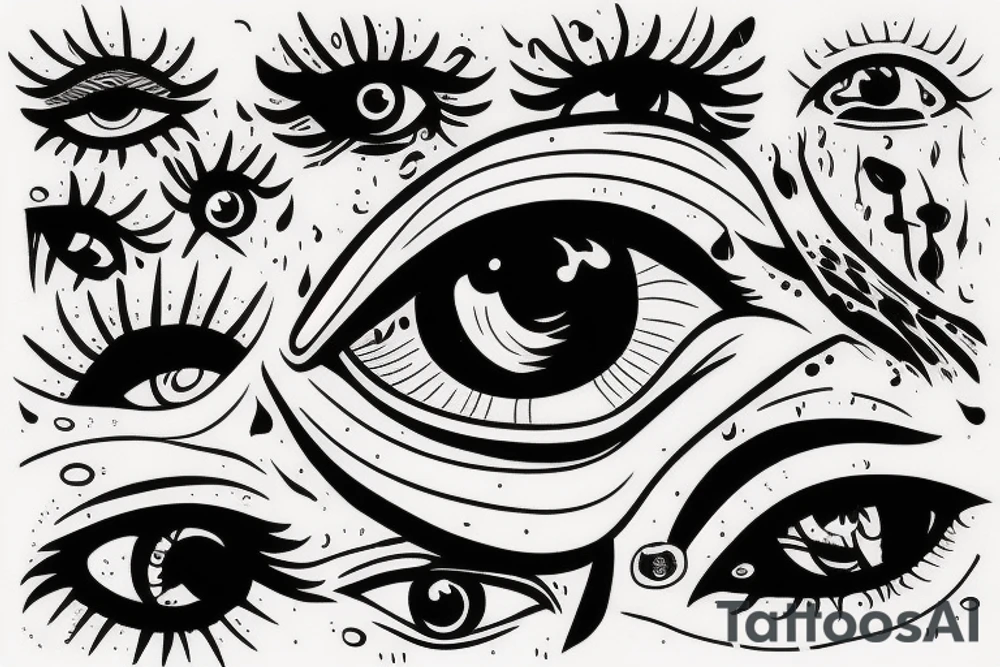 cloud eye rain tattoo idea
