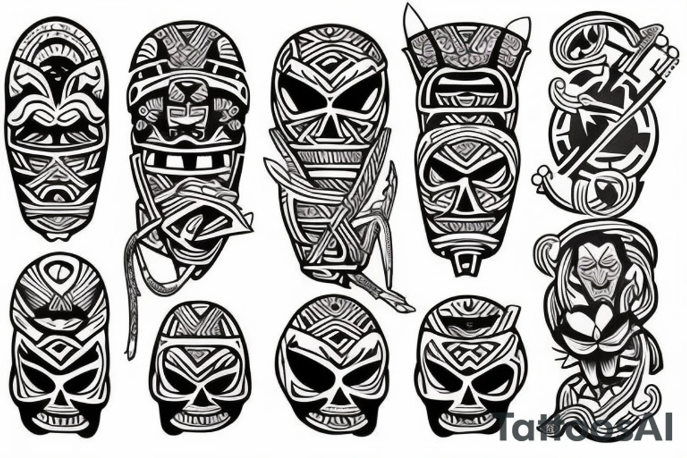 Hei-Tiki illustration in tribal tattoo style tattoo idea