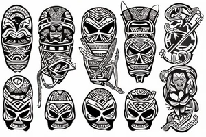 Hei-Tiki illustration in tribal tattoo style tattoo idea