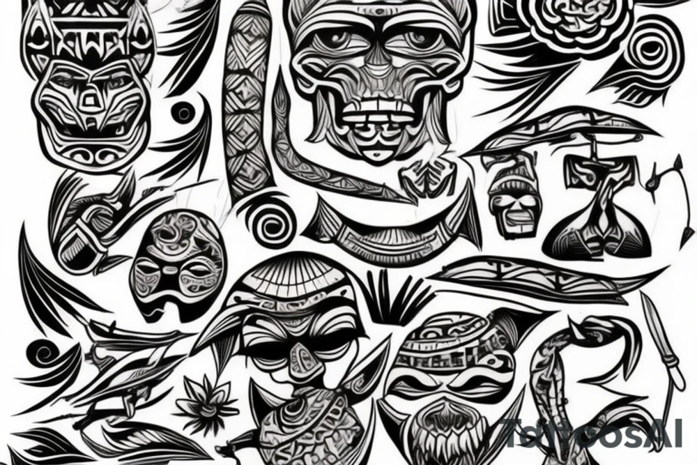 Hei-Tiki illustration in tribal tattoo style tattoo idea