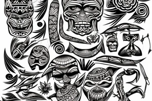 Hei-Tiki illustration in tribal tattoo style tattoo idea