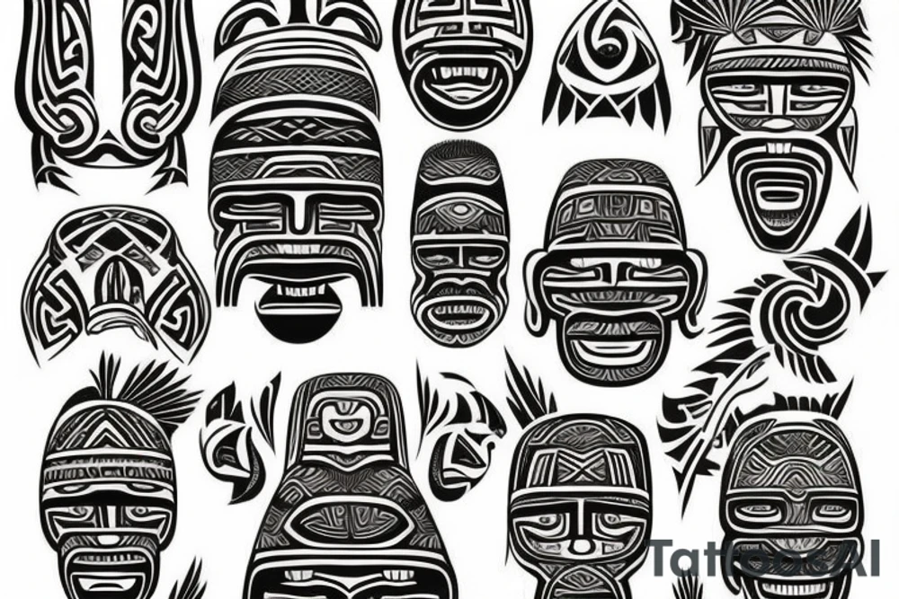 New Zealand Maori
Hei-Tiki illustration in tribal tattoo style tattoo idea