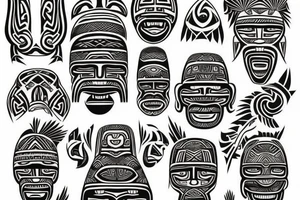 New Zealand Maori
Hei-Tiki illustration in tribal tattoo style tattoo idea