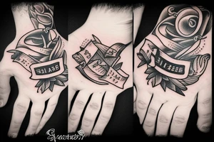 hand with a letter tattoo idea