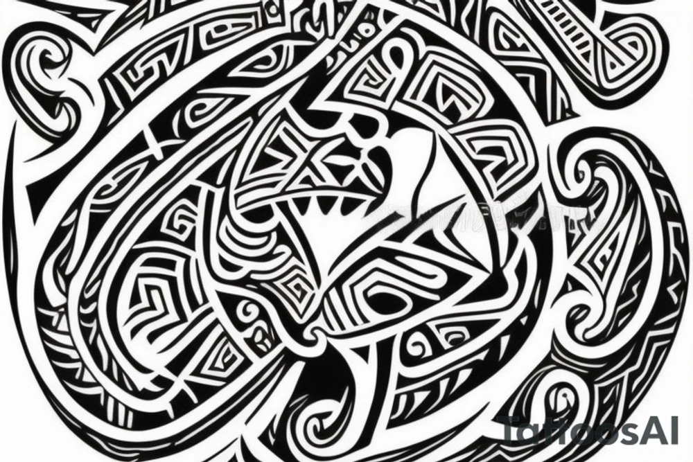 New Zealand Maori
Hei-Tiki illustration in tribal tattoo style first man tattoo idea