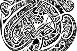 New Zealand Maori
Hei-Tiki illustration in tribal tattoo style first man tattoo idea