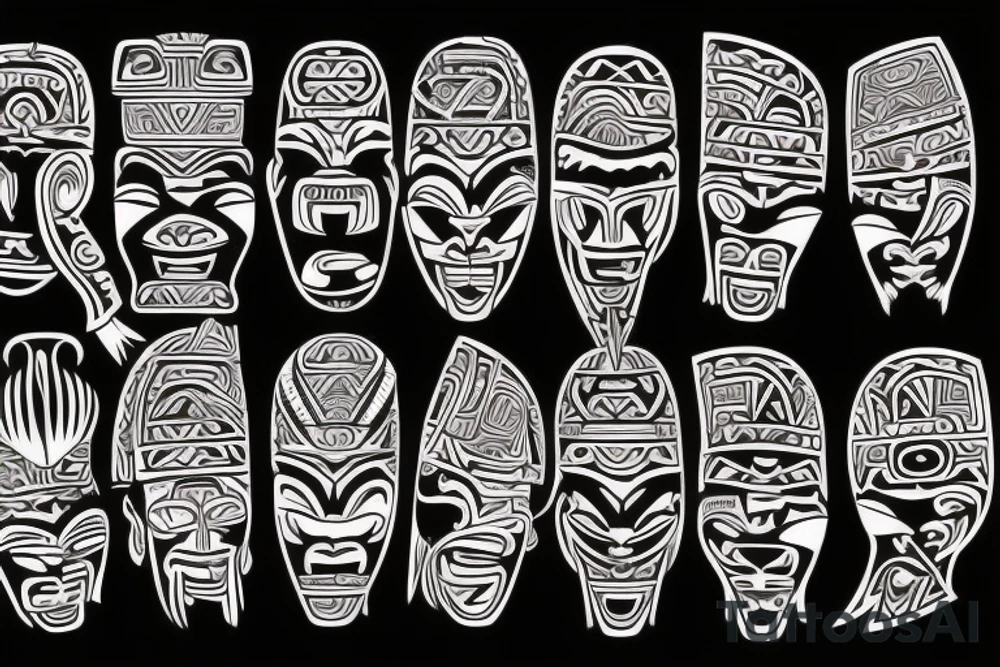 New Zealand Maori
Hei-Tiki illustration in tribal tattoo style first man tattoo idea